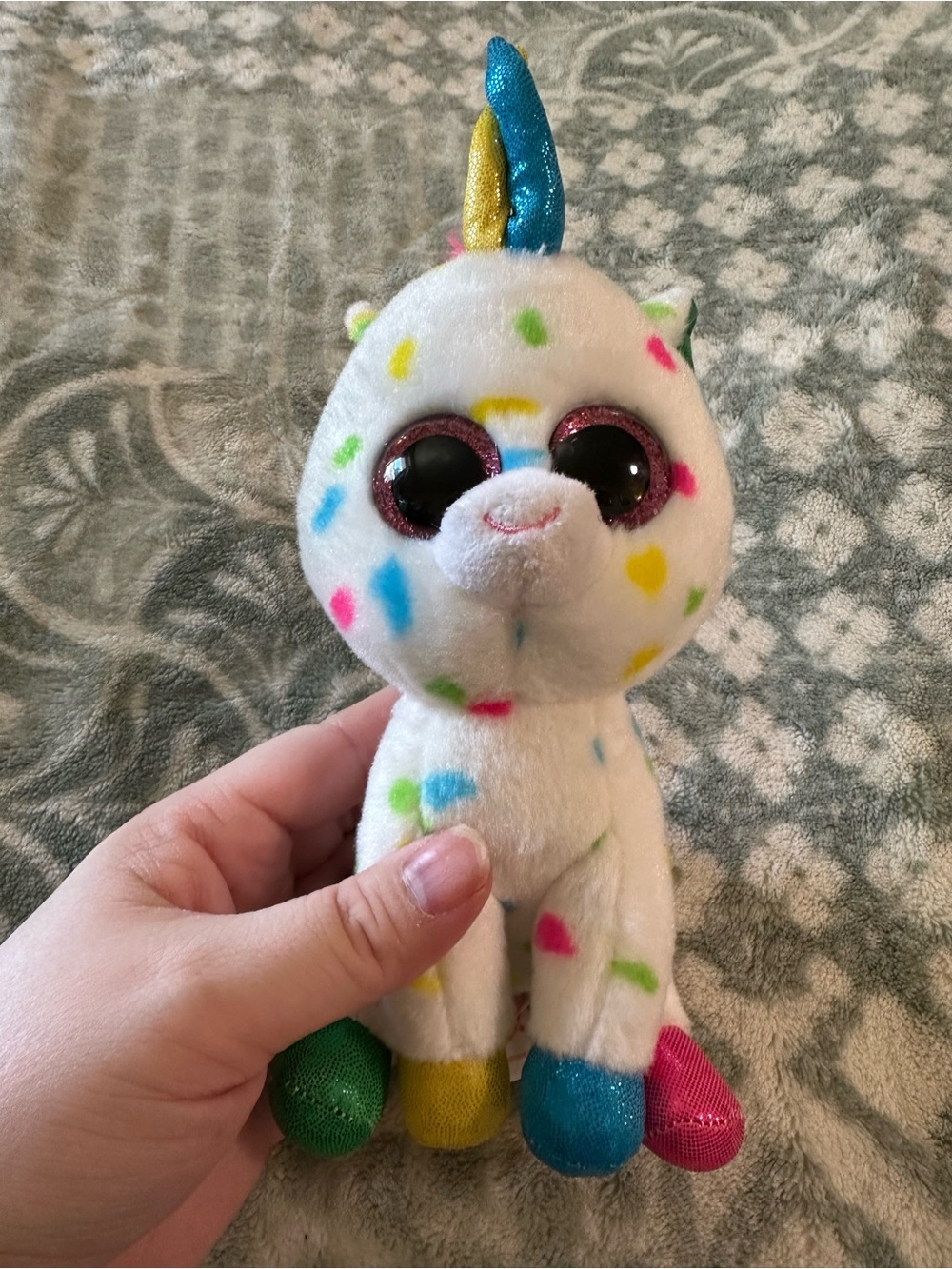 TY Harmonie White Multicolor Unicorn Plush Toy - Sparkly Hooves